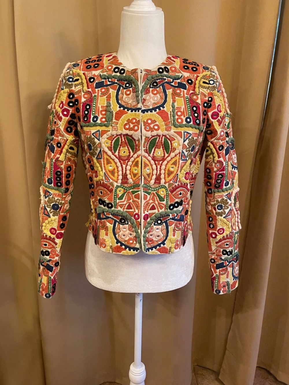 Alice + Olivia Kidman Bohemian Embroidered Jacket Size XS